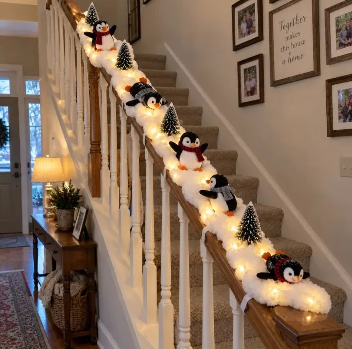 🔥Buy 2 Get 20% OFF🔥Playful Penguin Snowy Stair Railing Decor