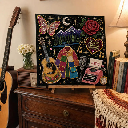 🔥 LAST DAY 50% OFF – 🎤 💕 Premium 3D Pearl Country Music Tribute Art Kit | Luxury Flocked Canvas with Scratch-Resistant Non-Fading Acrylic Resin Pearls & Faceted Drills DIY Keepsake Decor 💎✨