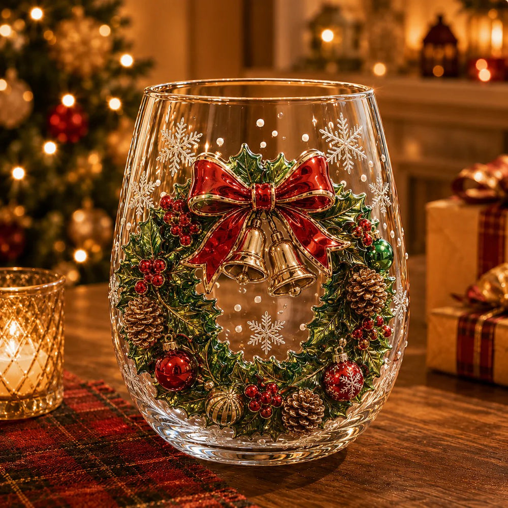 Holiday wreath Christmas glass