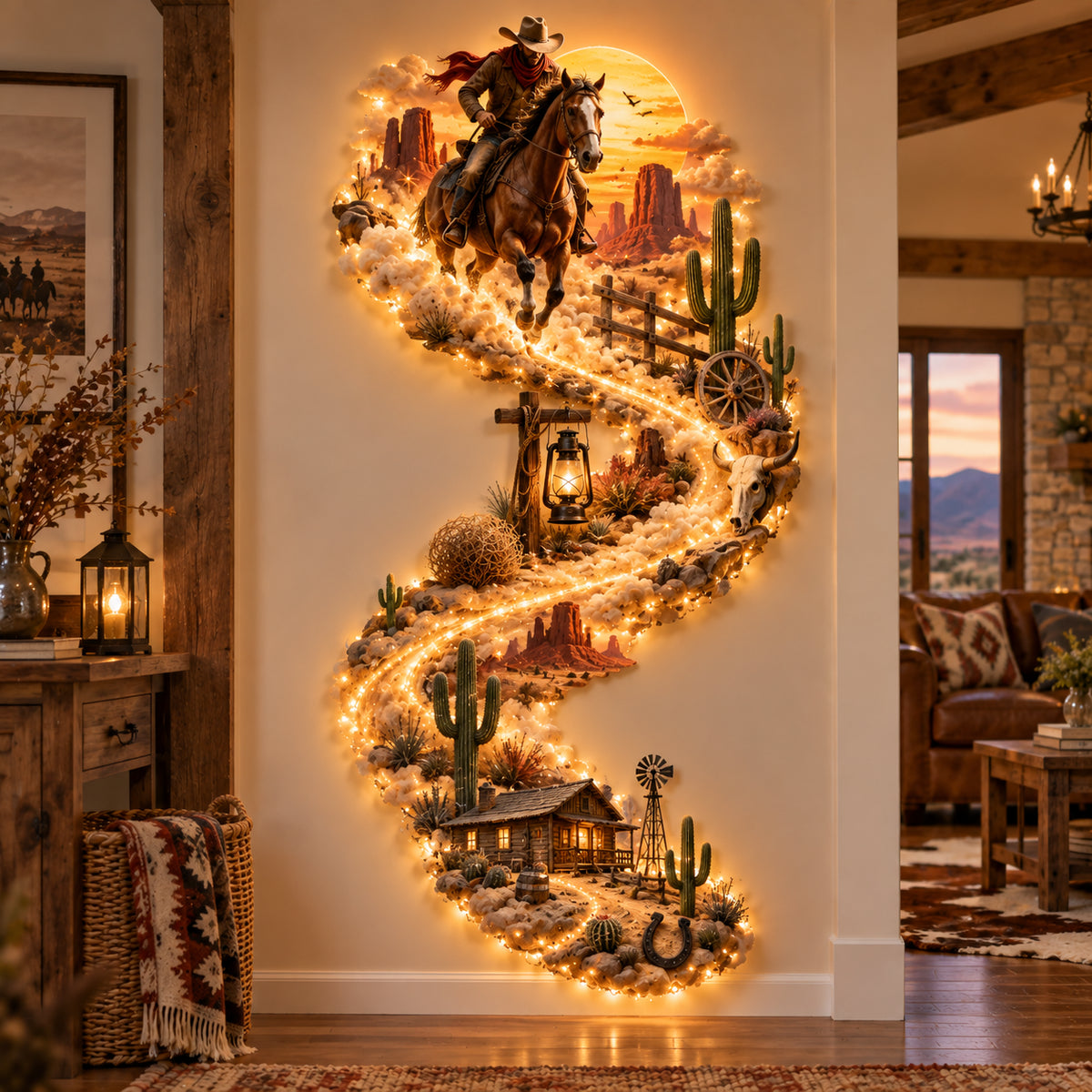 🔥 Wild West Spirit Trail™ LED Wall Decor 🌵🐎
