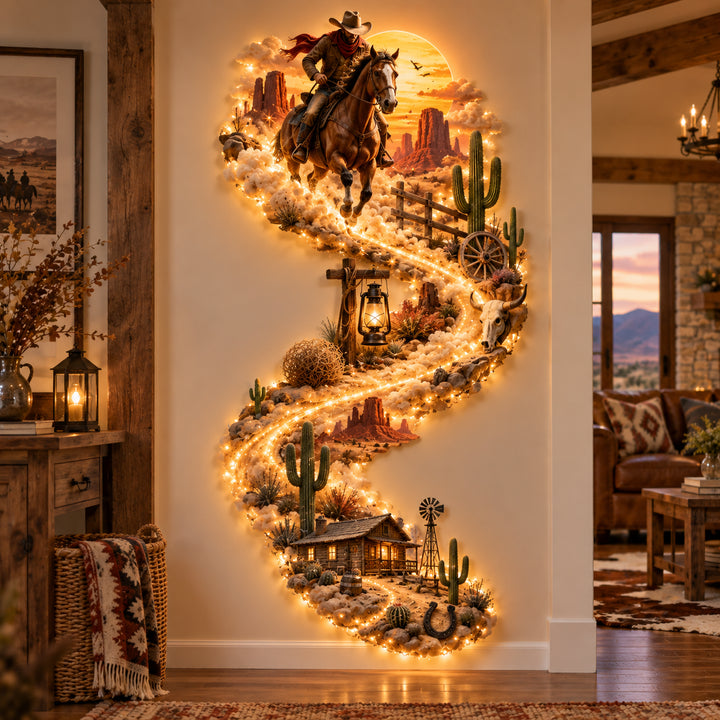 🔥 Wild West Spirit Trail™ LED Wall Decor 🌵🐎