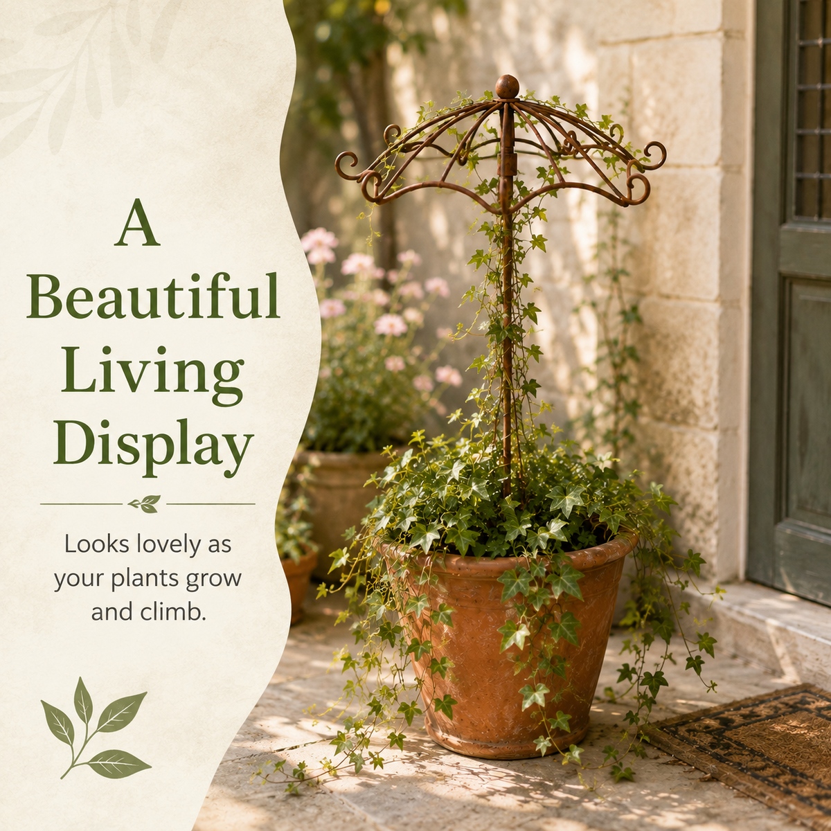Vintage umbrella trellis living garden display