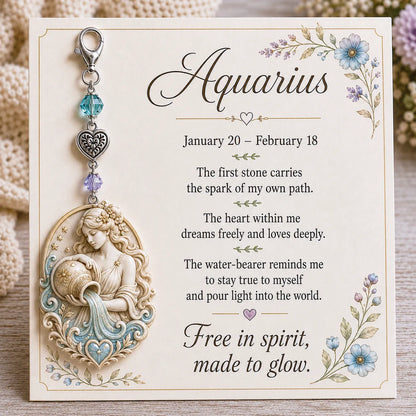 🌙12 Zodiac Birthstone Charm Keepsake Card Collection