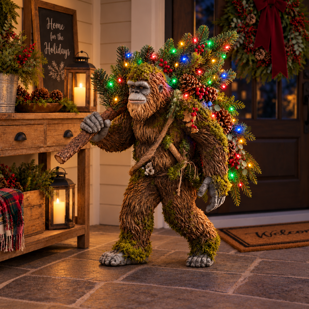 🎄 Woodland Sasquatch – Lighted Christmas Porch Decor