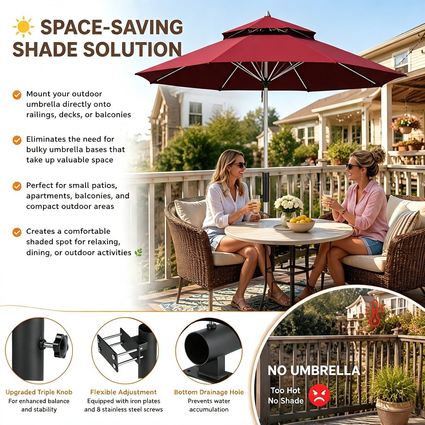 🌂 Adjustable Patio Umbrella Mount Clamp