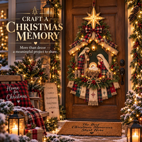 🔥Last Day 50% OFF -🌟 DIY Lighted Christmas Nativity Door Hanger Kit | Holy Family Decor