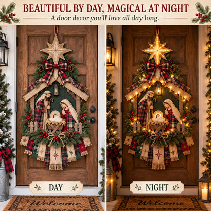 🔥Last Day 50% OFF -🌟 DIY Lighted Christmas Nativity Door Hanger Kit | Holy Family Decor