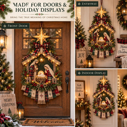 🔥Last Day 50% OFF -🌟 DIY Lighted Christmas Nativity Door Hanger Kit | Holy Family Decor
