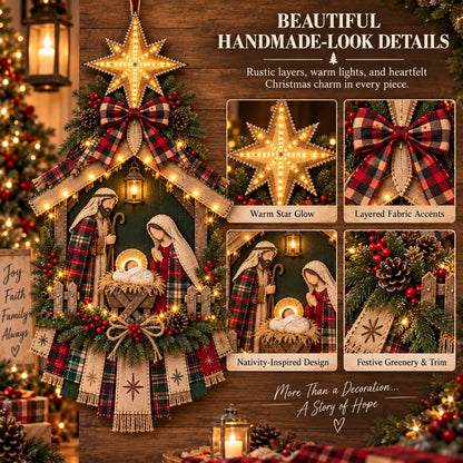 🔥Last Day 50% OFF -🌟 DIY Lighted Christmas Nativity Door Hanger Kit | Holy Family Decor