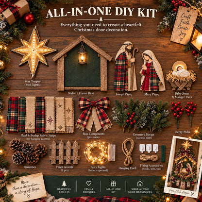 🔥Last Day 50% OFF -🌟 DIY Lighted Christmas Nativity Door Hanger Kit | Holy Family Decor