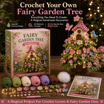 ✨🧚 Fairy Garden Tree DIY Crochet Kit 🌸🍓🍄🐝
