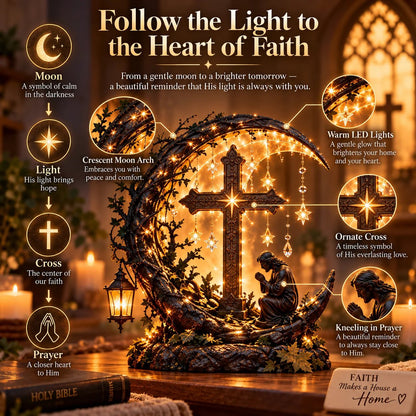 ✨✝️ Light of Faith™ Illuminated Cross Prayer Tabletop Decor