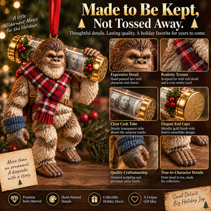 🔥Buy 3, Get 1 Free - 🎄👣 Bigfoot Cash Keeper™ – 15 Funny Christmas Cash Holder Ornaments 💵🎁