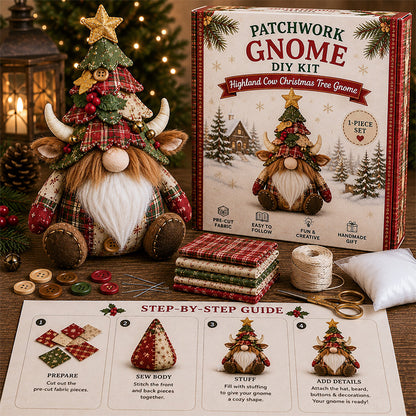 DIY Patchwork Christmas Tree Gnome Kit 🎄🧵