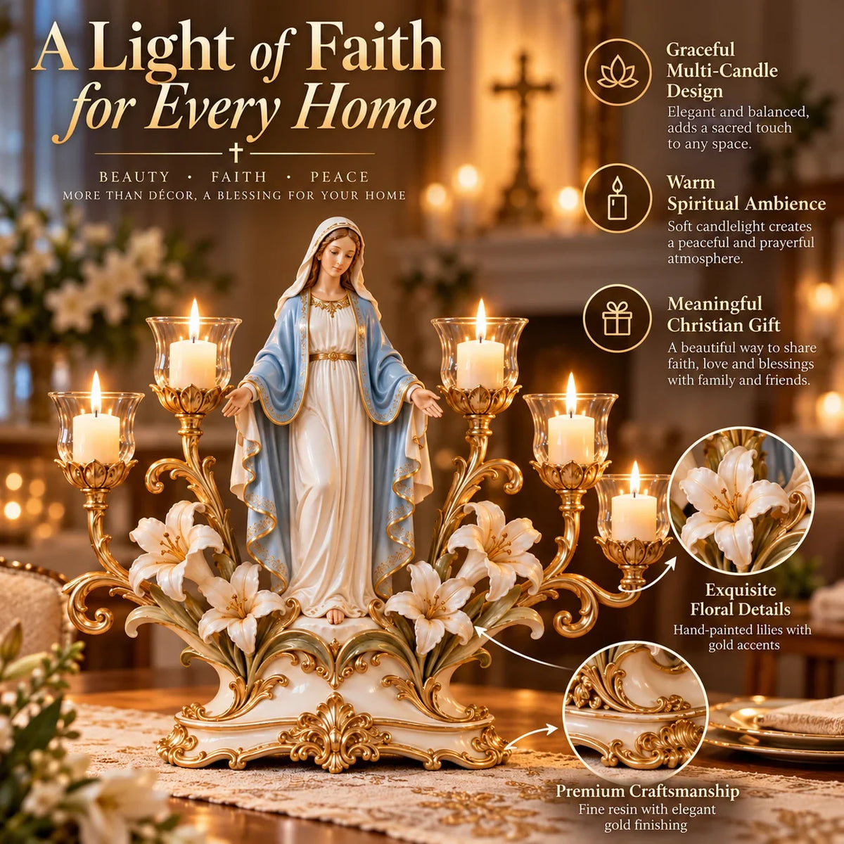 🔥 LAST DAY 51% OFF 🔥✨🕯️ Light Of His Presence — Sacred Christian Candleholder ✝️🤍
