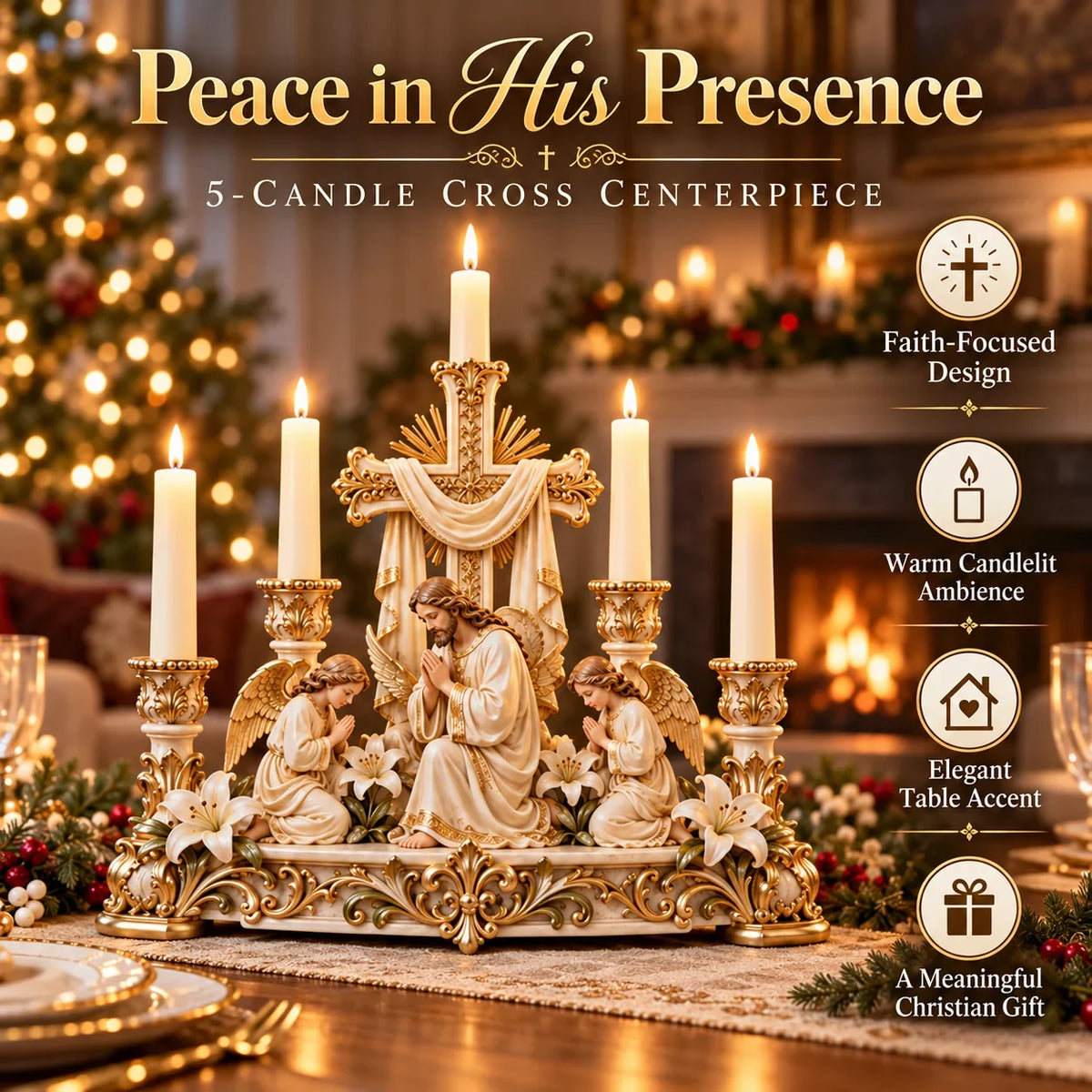 🔥 LAST DAY 51% OFF 🔥✨🕯️ Light Of His Presence — Sacred Christian Candleholder ✝️🤍