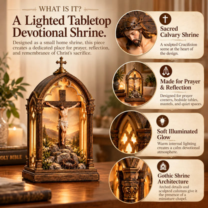 ⏰Limited Stock 50% OFF - ✝️ Illuminated Calvary Devotional Shrine | Warm Christian Prayer Décor
