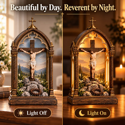 ⏰Limited Stock 50% OFF - ✝️ Illuminated Calvary Devotional Shrine | Warm Christian Prayer Décor