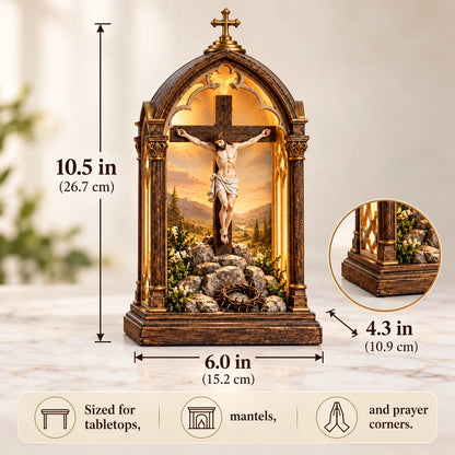 ⏰Limited Stock 50% OFF - ✝️ Illuminated Calvary Devotional Shrine | Warm Christian Prayer Décor