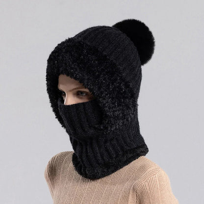 Women's 3-in-1 Winter Knit Hat – Warm Beanie, Scarf & Face Cover
