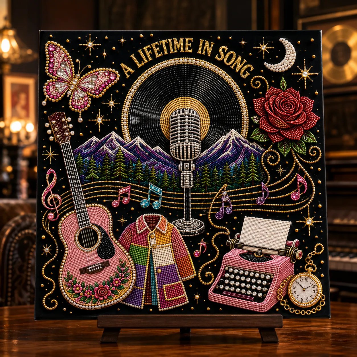 🔥 LAST DAY 50% OFF – 🎤 💕 Premium 3D Pearl Country Music Tribute Art Kit | Luxury Flocked Canvas with Scratch-Resistant Non-Fading Acrylic Resin Pearls & Faceted Drills DIY Keepsake Decor 💎✨