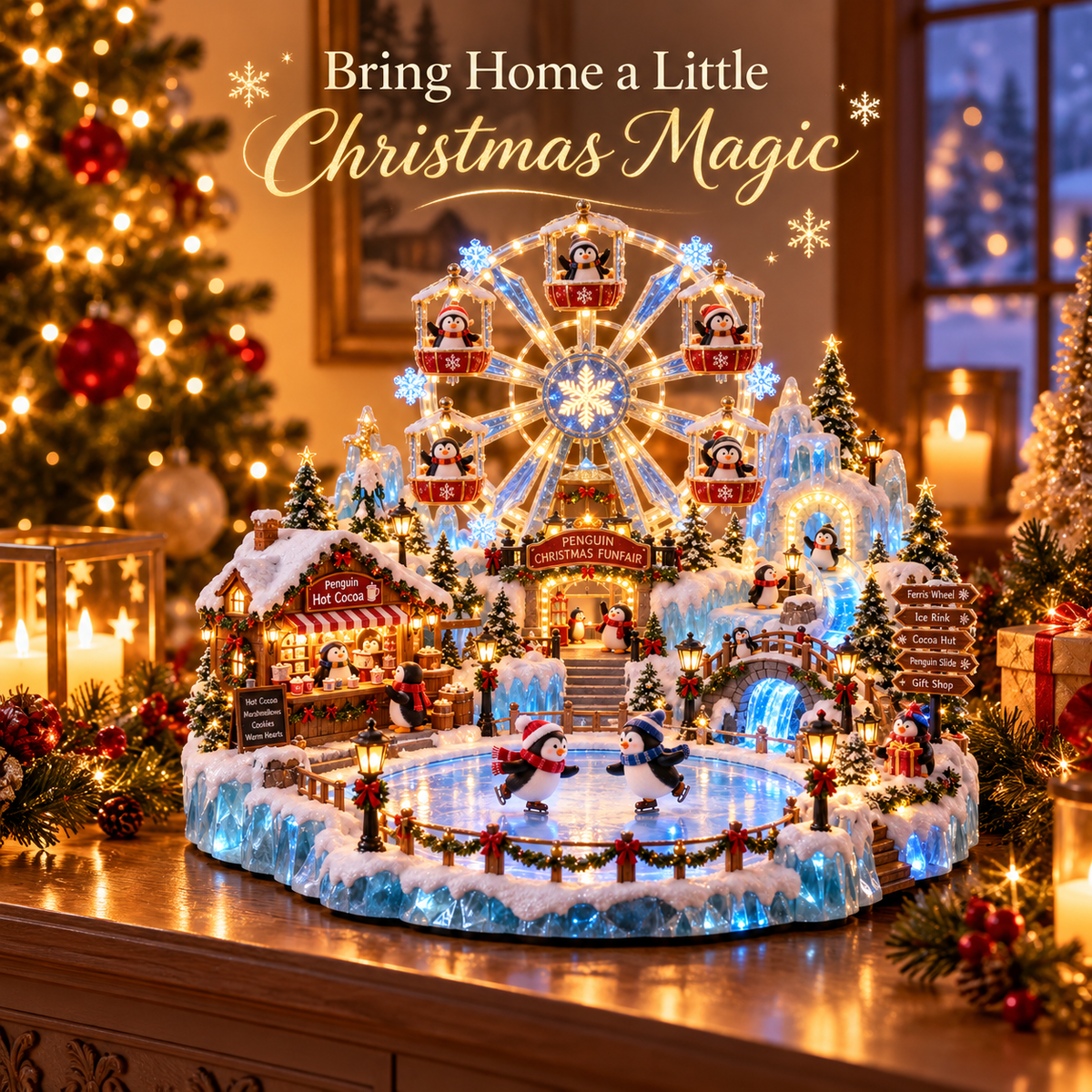 Christmas funfair decorating a cozy home
