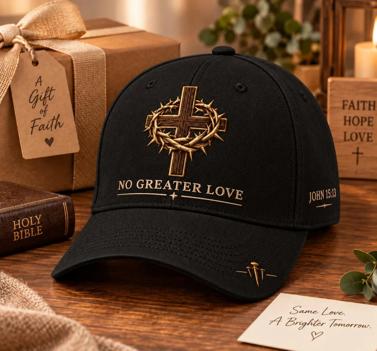 ✝️ John 15:13 No Greater Love Embroidered Christian Baseball Cap