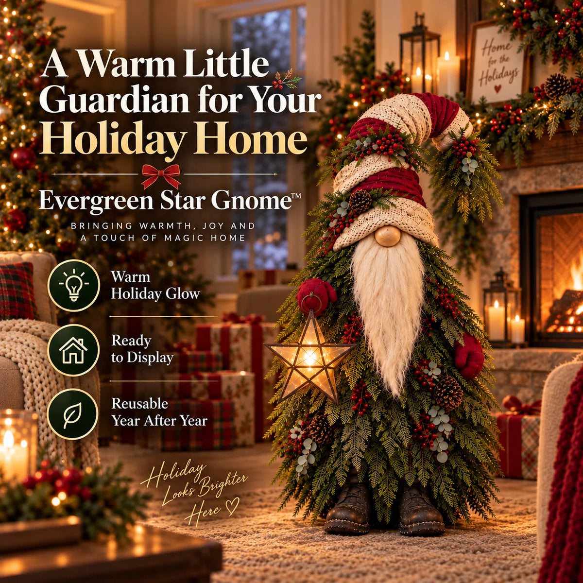 Evergreen Star Gnome™ Lighted Christmas Woodland Decor