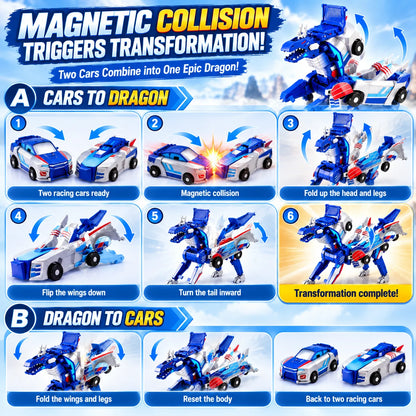 🔥Last Day 50% OFF - 🚗💥 2-in-1 Magnetic Transforming Dragon Car Toy – Racing Car Set