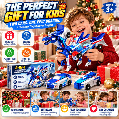 🔥Last Day 50% OFF - 🚗💥 2-in-1 Magnetic Transforming Dragon Car Toy – Racing Car Set