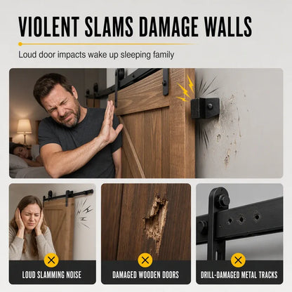 ⏰Limited Stock 50% OFF - 🚪🔇 Sliding Barn Door Soft Close Mechanism POM Material Track Buffer Damper Kit with No-Drill Installation