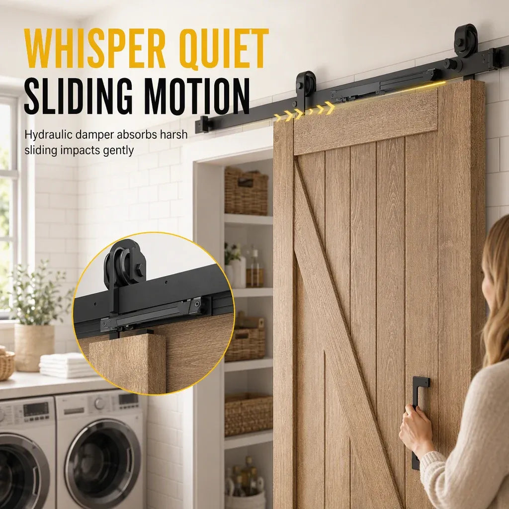⏰Limited Stock 50% OFF - 🚪🔇 Sliding Barn Door Soft Close Mechanism POM Material Track Buffer Damper Kit with No-Drill Installation