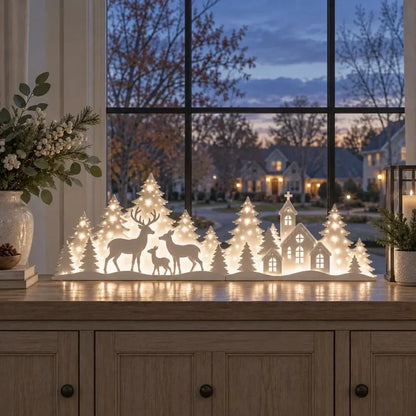 Free Shipping🦌 LED Christmas Deer & Village Window Decor | 2-Piece Lighted Scene