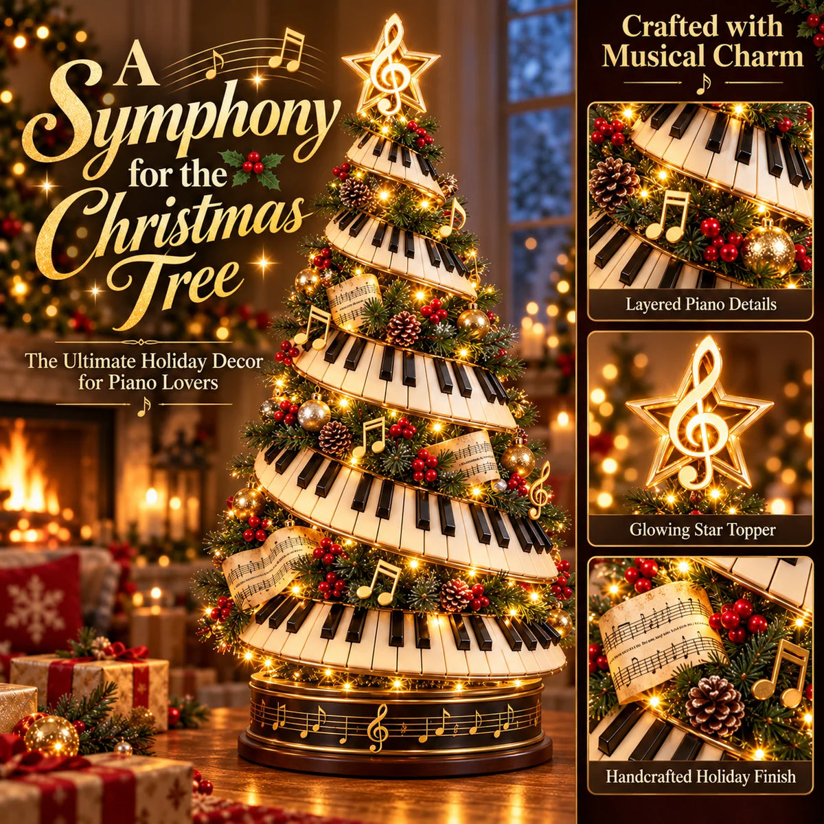 🎹✨Where Music Meets Christmas Magic – Glowing Piano Tree