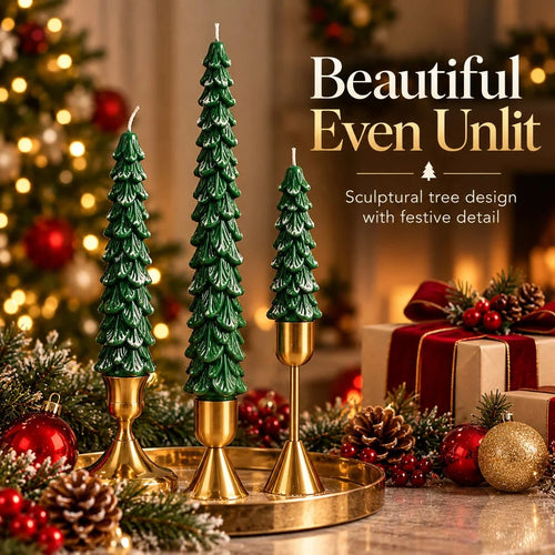 🎄 10-Inch Christmas Tree Candle – Add a Cozy Holiday Glow to Your Home! 🕯️🛒（Candlesticks not included）