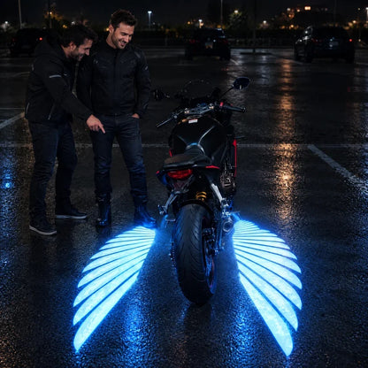 🏍️ IP67 Waterproof & Dustproof Angel Wing Motorcycle LED Projector Lights (1 Pair)
