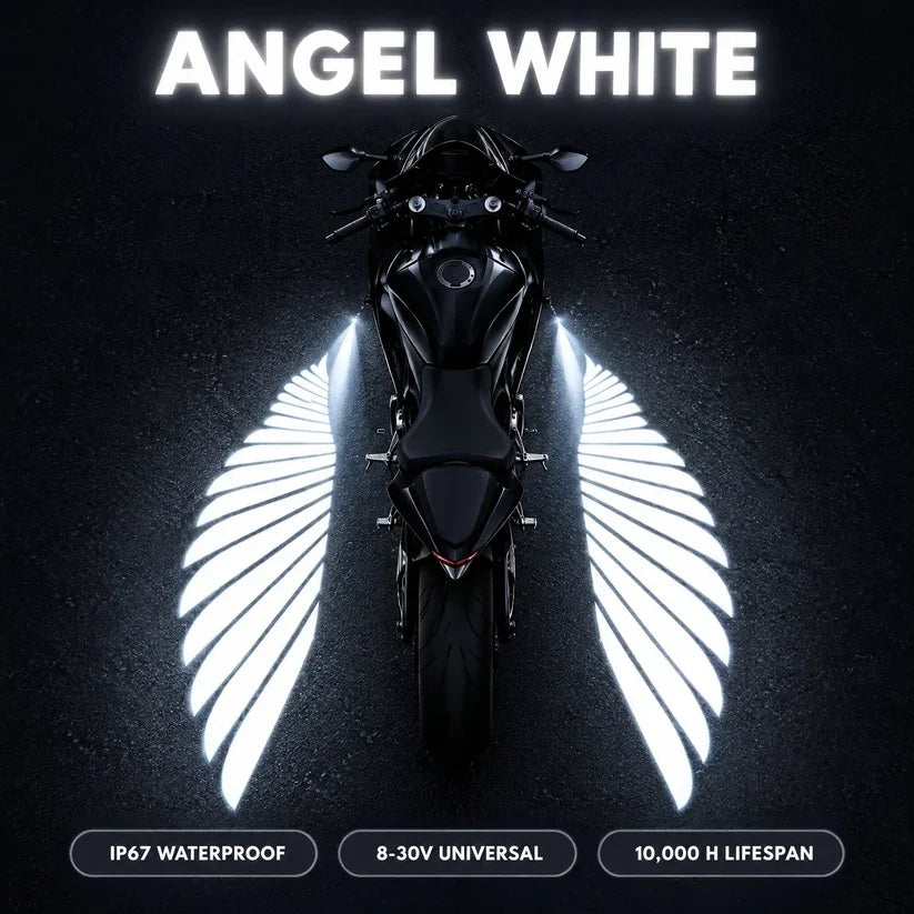 🏍️ IP67 Waterproof & Dustproof Angel Wing Motorcycle LED Projector Lights (1 Pair)