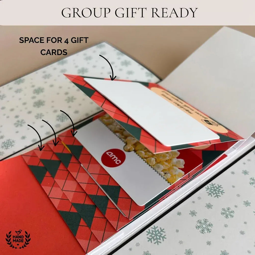 Close-up demonstration of four gift card slots