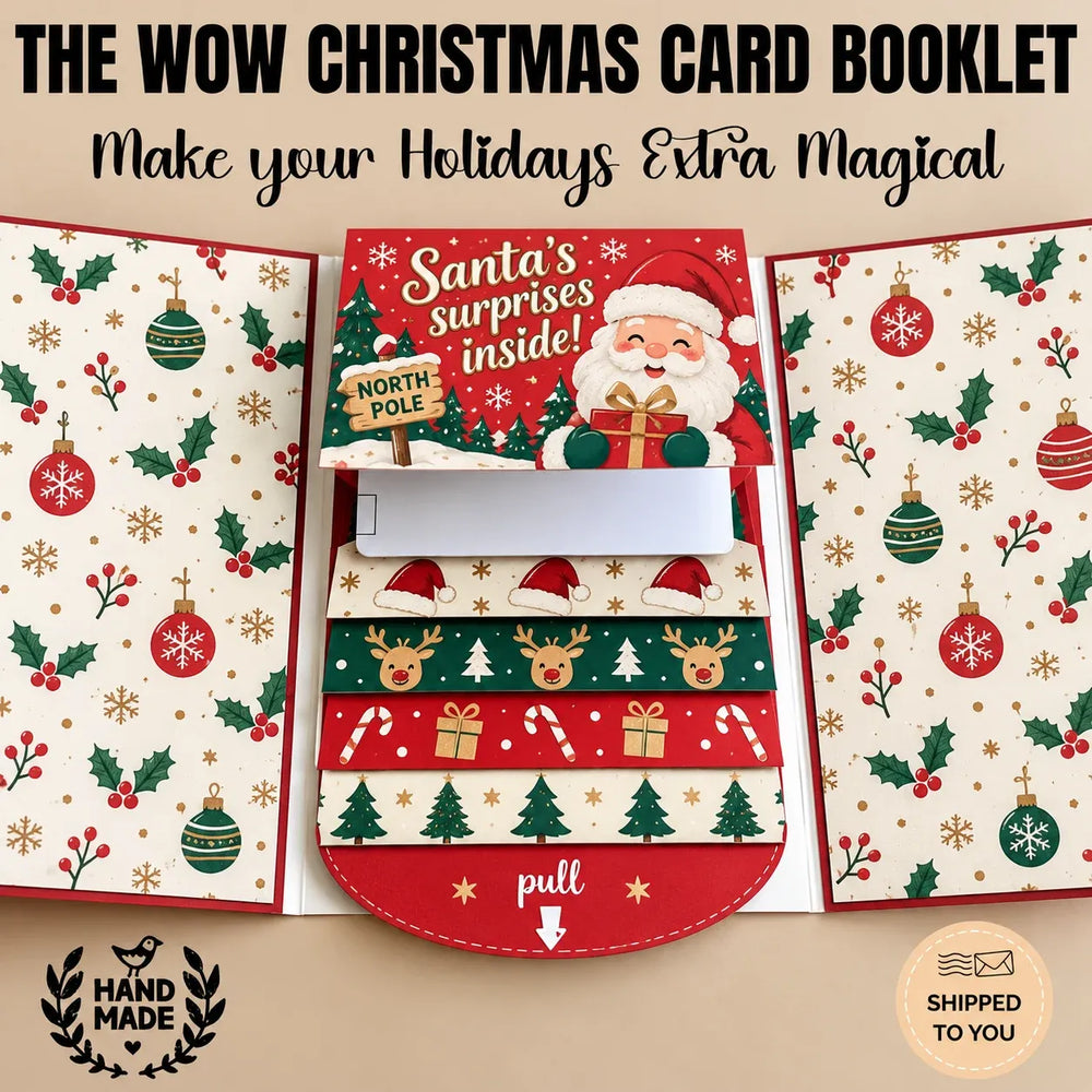 Santa Christmas waterfall gift card booklet