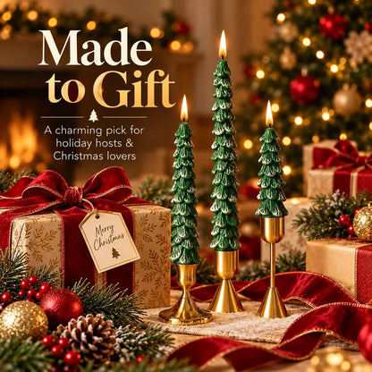 🎄 10-Inch Christmas Tree Candle – Add a Cozy Holiday Glow to Your Home! 🕯️🛒（Candlesticks not included）