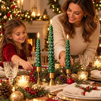 🎄 10-Inch Christmas Tree Candle – Add a Cozy Holiday Glow to Your Home! 🕯️🛒（Candlesticks not included）