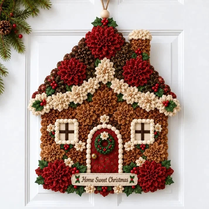 🎄✨Christmas Fabric Flower Door Hanging DIY Kit – Layered Holiday Décor
