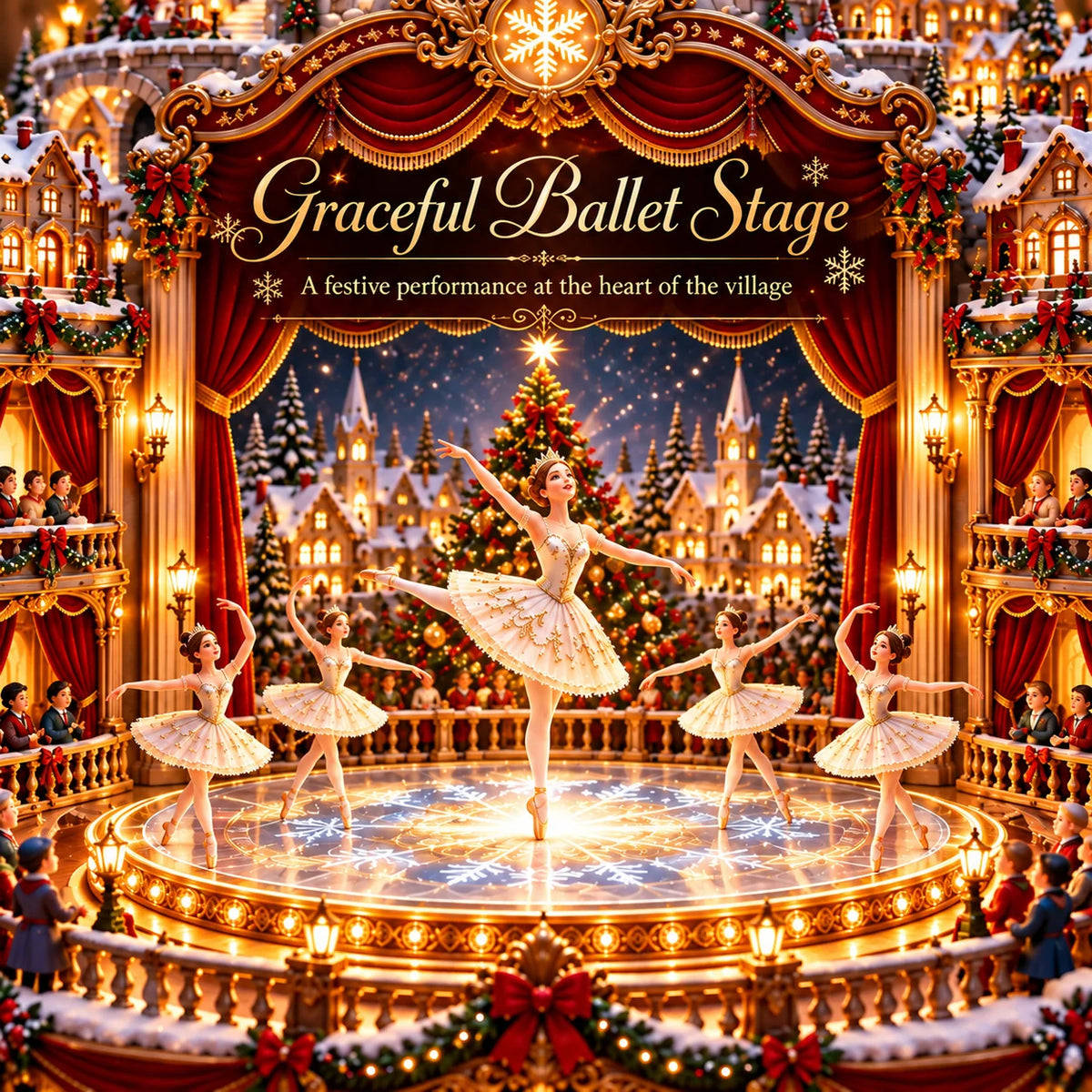 🧑‍🩰 Christmas Eve Ballet Theater™ – Magical Lighted Winter Village Centerpiece