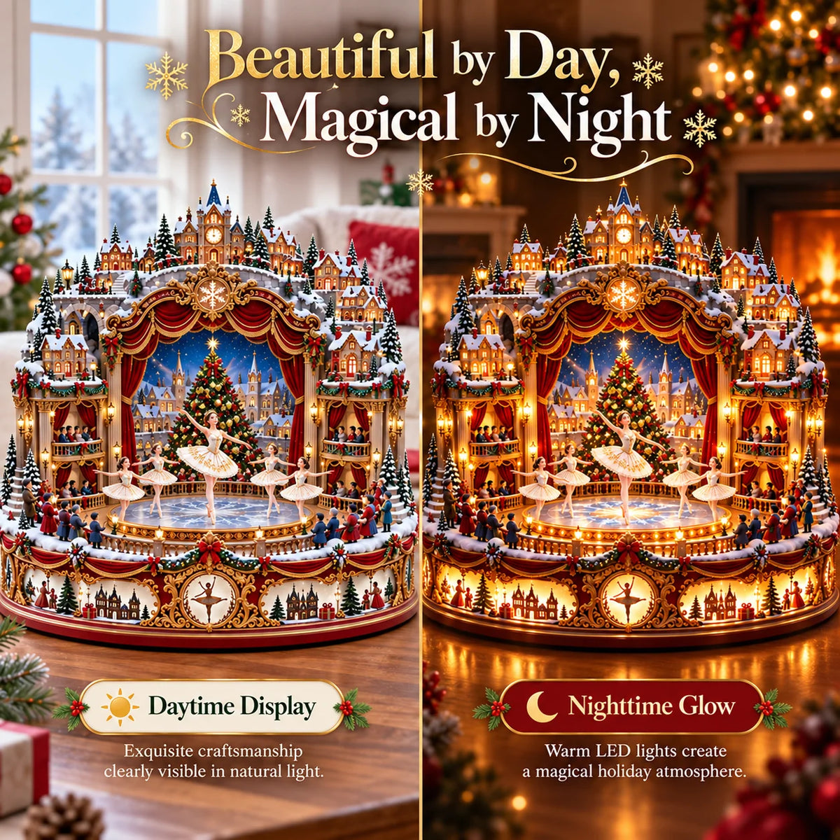 🧑‍🩰 Christmas Eve Ballet Theater™ – Magical Lighted Winter Village Centerpiece