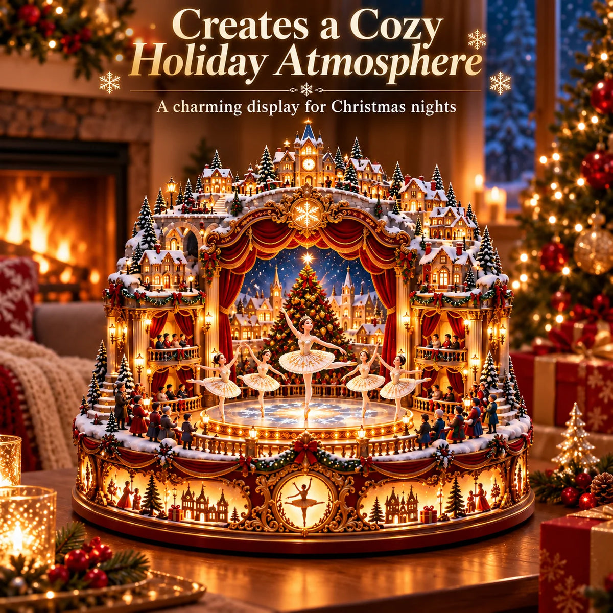 🧑‍🩰 Christmas Eve Ballet Theater™ – Magical Lighted Winter Village Centerpiece