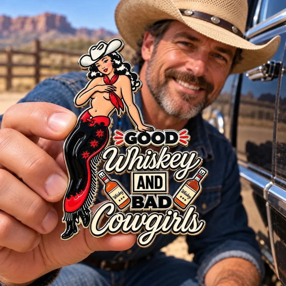 Cowgirl emblem handheld size reference