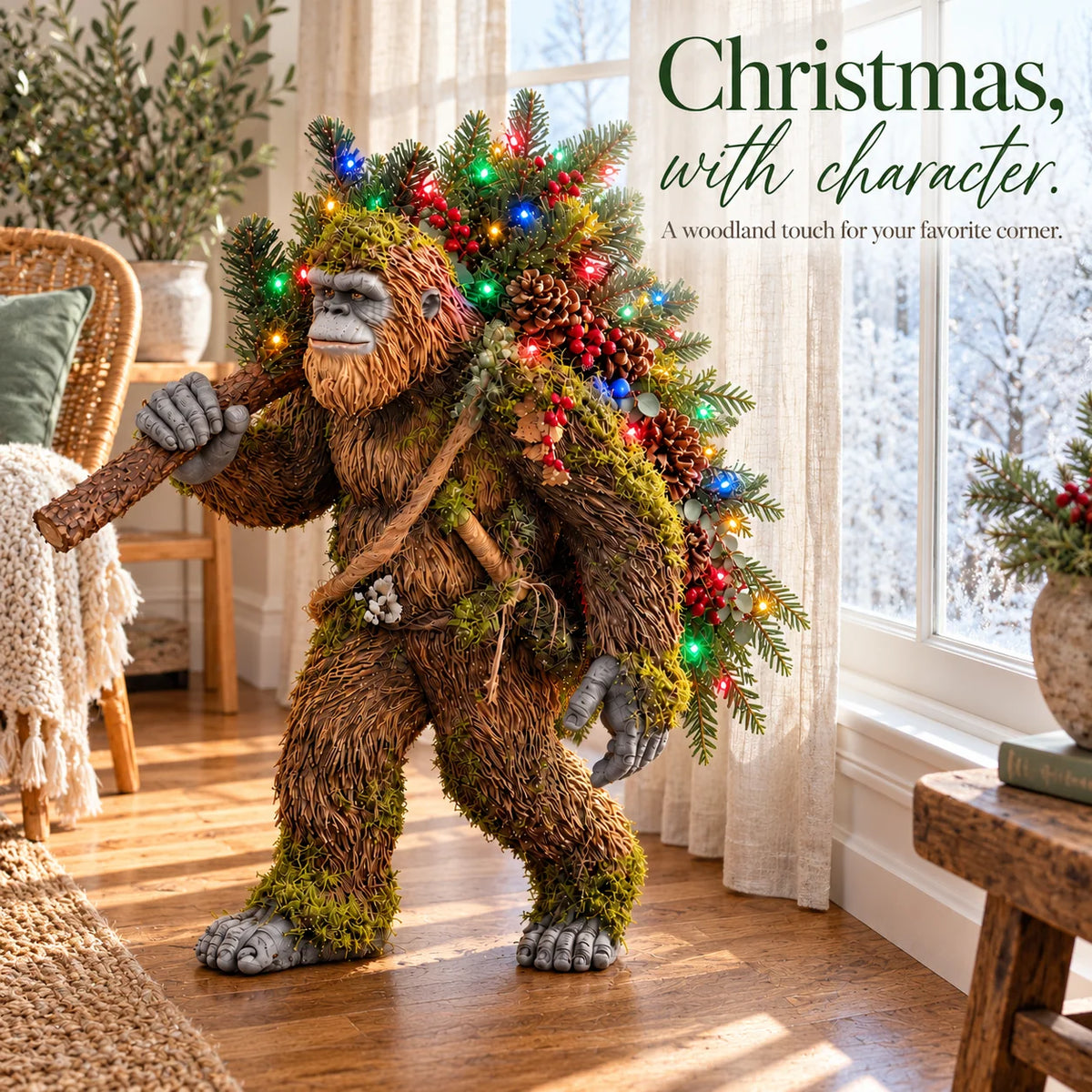 🎄 Woodland Sasquatch – Lighted Christmas Porch Decor