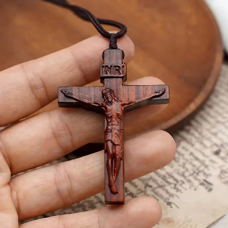 ✝️ Jesus Crucifix Wooden Necklace – A Timeless Symbol of Faith, Love & Devotion