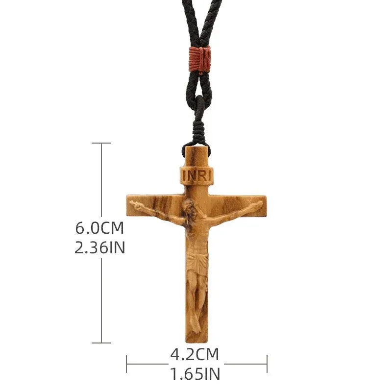 ✝️ Jesus Crucifix Wooden Necklace – A Timeless Symbol of Faith, Love & Devotion