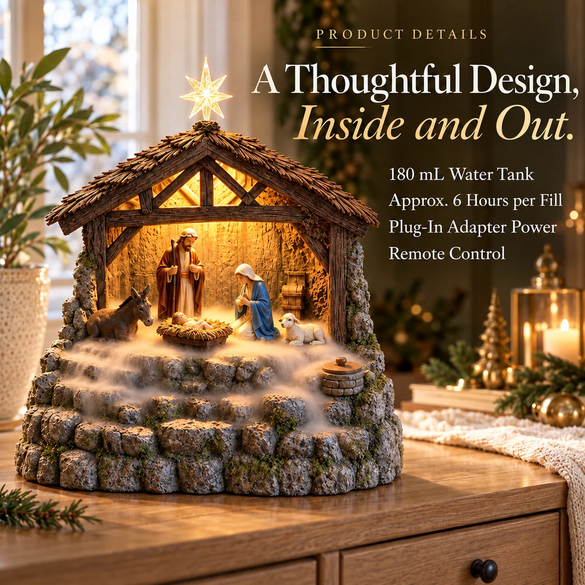 ✨ Bethlehem Glow – Lighted Nativity Mist Diffuser